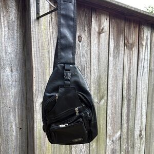 Black Belt Bag with Adjustable Straps and Minimalist Design